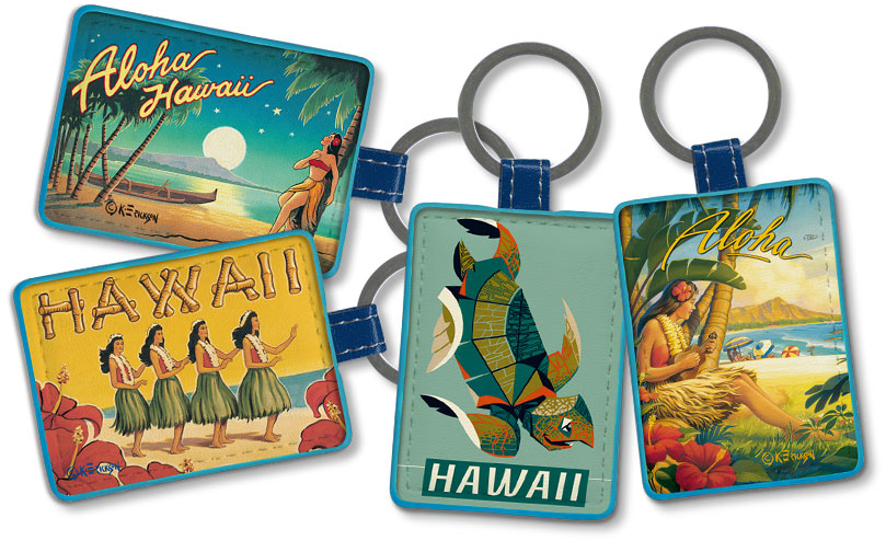 Hawaiian Leatherette Keychains