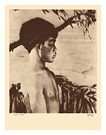 Kaipo, Hawaii - Native Hawaiian Boy - from Etchings and Drawings of Hawaiians - c. 1935 - Fine Art Prints & Posters
