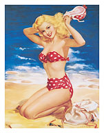 Nice to Know You - All American Beach Girl - c. 1950's - Fine Art Prints & Posters