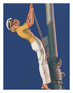 First Mate - Sailboat Sailor Pin Up Girl - Brown & Bigelow Company - Fine Art Prints & Posters