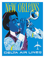 Delta Airlines, New Orleans - Jazz Trumpet Player - Fine Art Prints & Posters