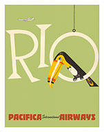Rio de Janeiro, Brazil - Pacifica International Airways - Toucan - c. 1960's - Fine Art Prints & Posters