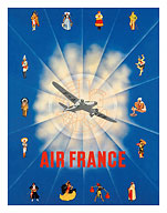 Airline World Destinations - Dewoitine D.338 Tri-Motor Airplane - c. 1940 - Fine Art Prints & Posters