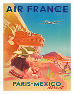 Aviation Paris-Mexico Direct - Aztec Pyramid of the Sun - Fine Art Prints & Posters