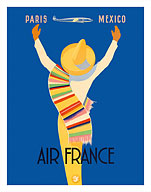 Paris Mexico - Aviation - Native Mexican in Sombrero and Poncho - Fine Art Prints & Posters