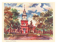 Independence Hall, Philadelphia - United Air Lines Calendar Page - Fine Art Prints & Posters