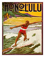 Surfing, Tourist Booklet, Honolulu, Hawaii - Fine Art Prints & Posters