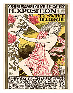 1e. Exposition d'Art Décoratif (1st Exhibition of Decorative Art) - Nude Woman surrounded with flowers - Fine Art Prints & Posters