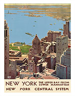 New York, USA - The Upper Bay from Lower Manhattan - New York Harbor - New York Central System - Fine Art Prints & Posters