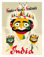 Feasts of Fairs & Festivals India - Indian Crowned Masks - Fine Art Prints & Posters