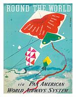 Round the World - Kites - via Pan American World Airways - Fine Art Prints & Posters