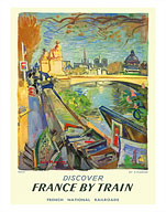 Paris - Discover France by Train - La Rive Gauche (Left Bank of the Seine River) - Montparnasse - French National Railroads - Fine Art Prints & Posters