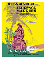 Johannesburg to Lourenço Marques (Maputo) Mozambique - DETA South African Airways - Fine Art Prints & Posters