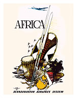 Africa - SAS Scandinavian Airlines System - Native Arms, Musical Instruments and Ornaments - Fine Art Prints & Posters