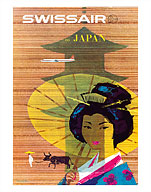 Swissair to Japan, Tokyo - Painted Wooden Store - Fine Art Prints & Posters
