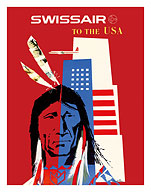 SwissAir to the USA - Native American - Fine Art Prints & Posters