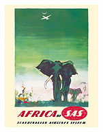 Africa - Elephants - by SAS Scandinavian Airlines System - Fine Art Prints & Posters