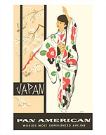 Japan - Japanese Geisha Dancer in Kimono - Pan American World Airways - Fine Art Prints & Posters