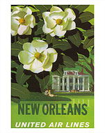 New Orleans - Magnolia Blossoms - Louisiana State Flower - United Air Lines - Fine Art Prints & Posters