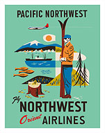 Pacific Northwest - Fly Northwest Orient Airlines - Fine Art Prints & Posters