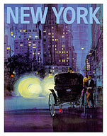New York - Central Park Horse Carriage at Night - c. 1965 - Fine Art Prints & Posters