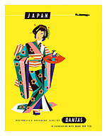 Japan - Qantas Airways - Japanese Geisha - Fine Art Prints & Posters