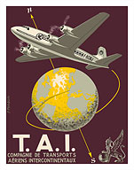 TAI Airline (Transports Aeriens Intercontinenteaux) - Douglas DC-4E Airplane - Fine Art Prints & Posters