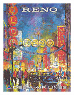 Reno, Nevada - The Biggest Little City in the World - Delta Air Lines - Fine Art Prints & Posters