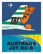 Australia (Australie) - TAI (Transports Aériens Intercontinenteaux) - Douglas Jet DC-8 - Koala Bear - Fine Art Prints & Posters