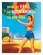 South America via New York - Rio de Janeiro, Brazil - BOAC (British Overseas Airways Corporation) - Fine Art Prints & Posters