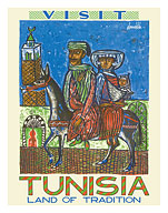 Visit Tunisia - Land of Traditions - North Africa - c. 1954 - Fine Art Prints & Posters