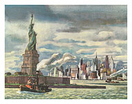 Statue of Liberty - New York - United Air Lines - c. 1958 - Fine Art Prints & Posters