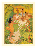 Preparing a Feast - Book Plate From Kimo, A Story of Hawaii - c. 1928 - Fine Art Prints & Posters