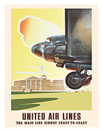 Coast-to-Coast - Douglas DC-3 Aircraft - United Air Lines - c. 1938 - Fine Art Prints & Posters