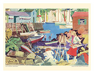 Cove at Rockport, Massachusetts - United Air Lines - c. 1951 - Fine Art Prints & Posters