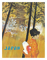 Japan - Japanese Woman at a Shinto Temple - c. 1966 - Fine Art Prints & Posters
