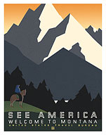 See America, Welcome to Montana - United States Travel Bureau - c. 1936 - Fine Art Prints & Posters