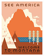 See America - Welcome to Montana - United States Travel Bureau - c. 1936 - Fine Art Prints & Posters