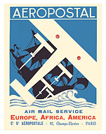 Aeropostal - Air Mail Service to Europe, Africa, America - Compagnie Générale Aéropostale - c. 1930 - Fine Art Prints & Posters