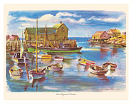 New England Harbor - Bearskin Neck Wharf, Rockport, Massachusetts - Motif No. 1 - c. 1949 - Fine Art Prints & Posters