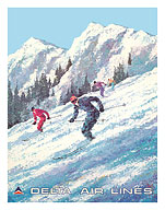 Skiing - Mountain Ski Slope - Delta Air Lines - c. 1970's - Fine Art Prints & Posters