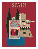 Spain - Spanish Mosaic Building - c. 1957 - Fine Art Prints & Posters