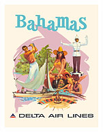 Bahamas, Caribbean - Delta Air Lines - c. 1960's - Fine Art Prints & Posters