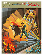 Spain - Spanish Festivities - Iberia Air Lines - c. 1950's - Fine Art Prints & Posters