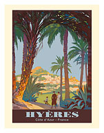 Hyères - Côte d'Azur, France - Paris Lyon Mediteranée (PLM) - c. 1931 - Fine Art Prints & Posters