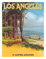 Los Angeles, California - Santa Monica State Beach - United Air Lines - c. 1970's - Fine Art Prints & Posters