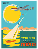 Málaga, Spain - Coast of the Sun - Iberia Airlines - c. 1950 - Fine Art Prints & Posters