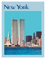 New York Twin Towers - Statue of Liberty - c. 1970 - Fine Art Prints & Posters
