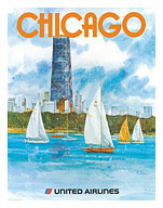 Chicago, Illinois - John Hancock Center - United Airlines - c. 1980's - Fine Art Prints & Posters