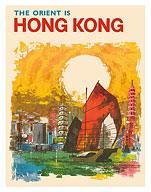The Orient is Hong Kong - Junk Boat - c. 1960's - Fine Art Prints & Posters